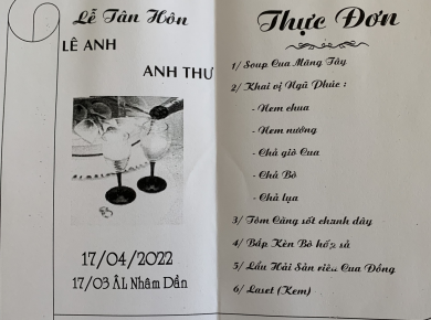 Menu  tiệc cưới 